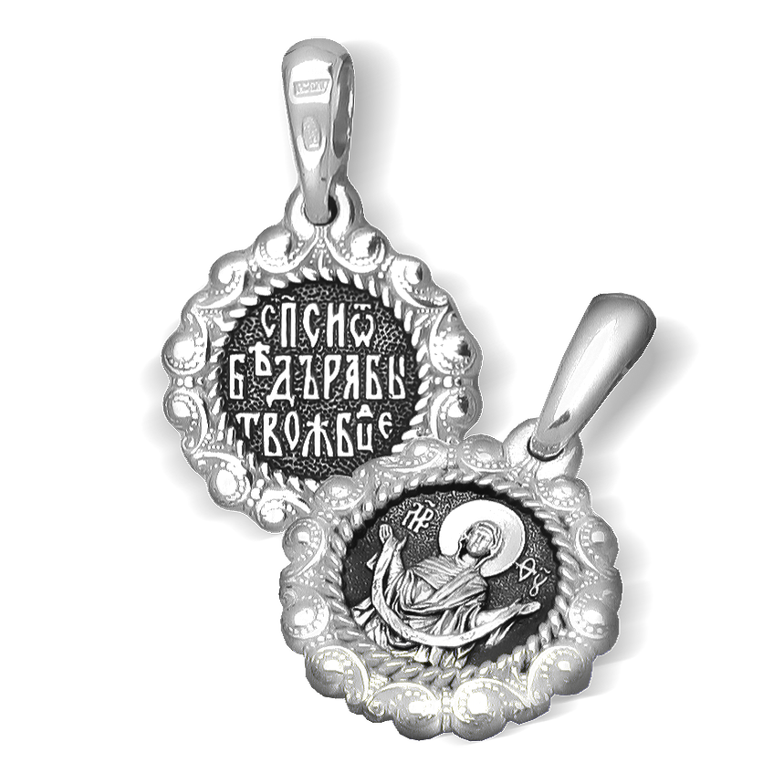 Нательная икона Божьей Матери «Покров» ПД51 серебро