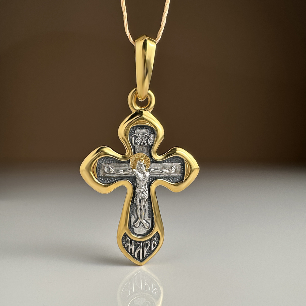 Нательный крестик КР090сз серебро/золочение