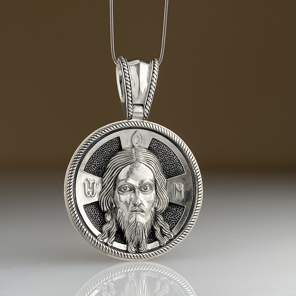 Нательная икона «Спас Нерукотворный» серебро