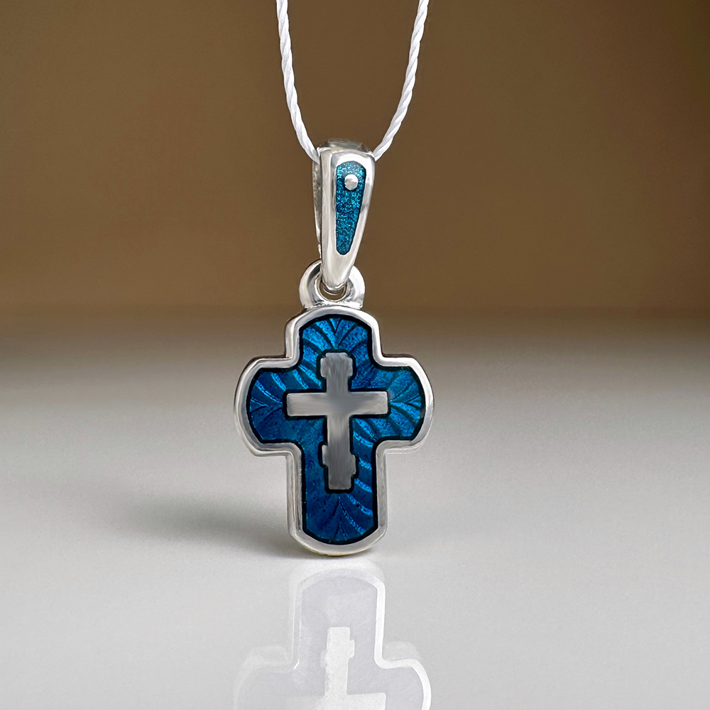 Детский крестик КЭ12р синий металлик