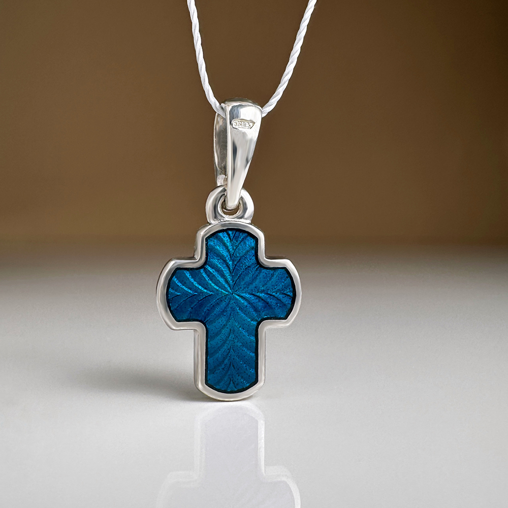 Детский крестик КЭ12р синий металлик