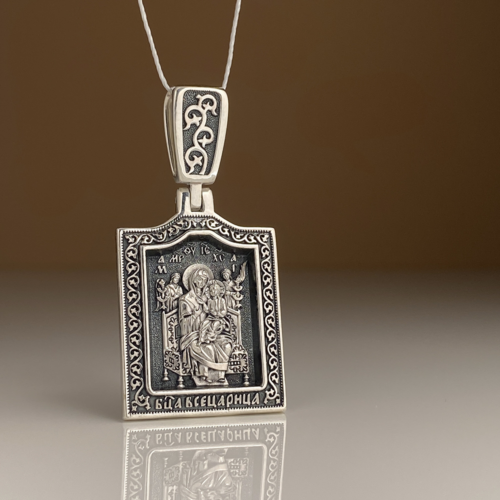 Нательная икона Божьей Матери «Всецарица» ПД 005 серебро