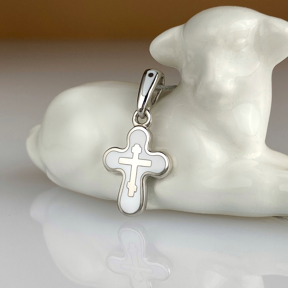 Детский крестик без распятия белый «КРЭ13»ср