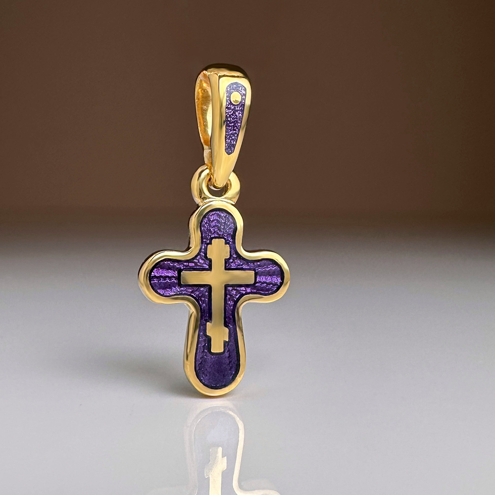 Детский крестик с горячей эмалью «КРЭ13» фиолетовый