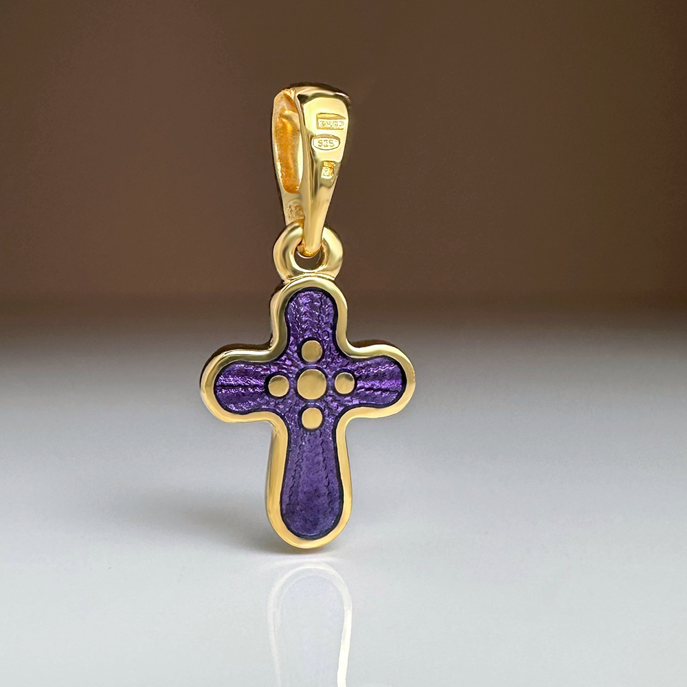 Детский крестик с горячей эмалью «КРЭ13» фиолетовый