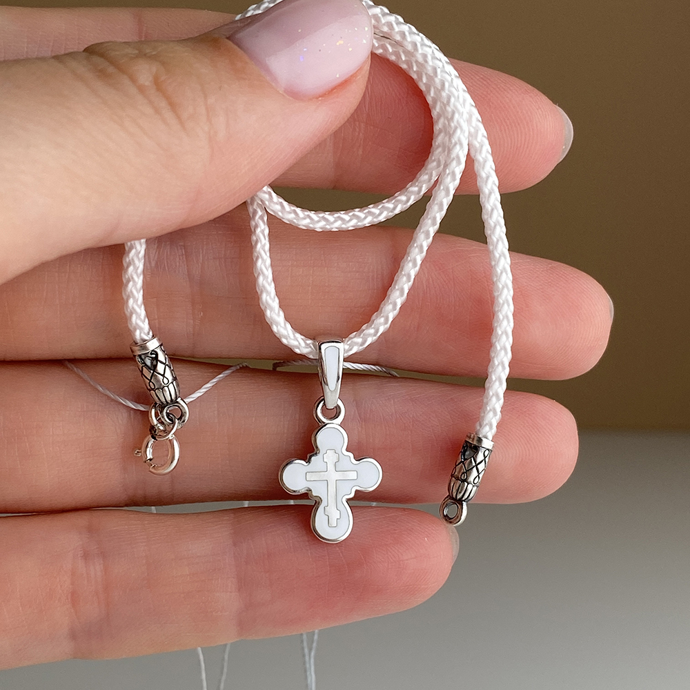 Детский крестик без распятия «КЭ23 белый» серебро/родий