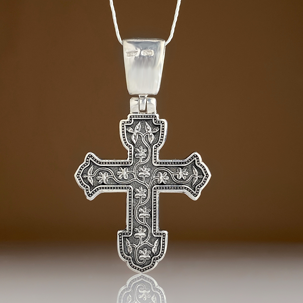 Нательный крест «Спас Нерукотворный» КР08 серебро
