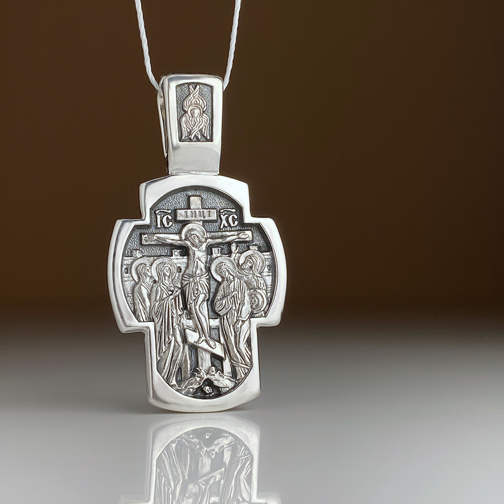 Нательный крест «С предстоящими» КР011 серебро