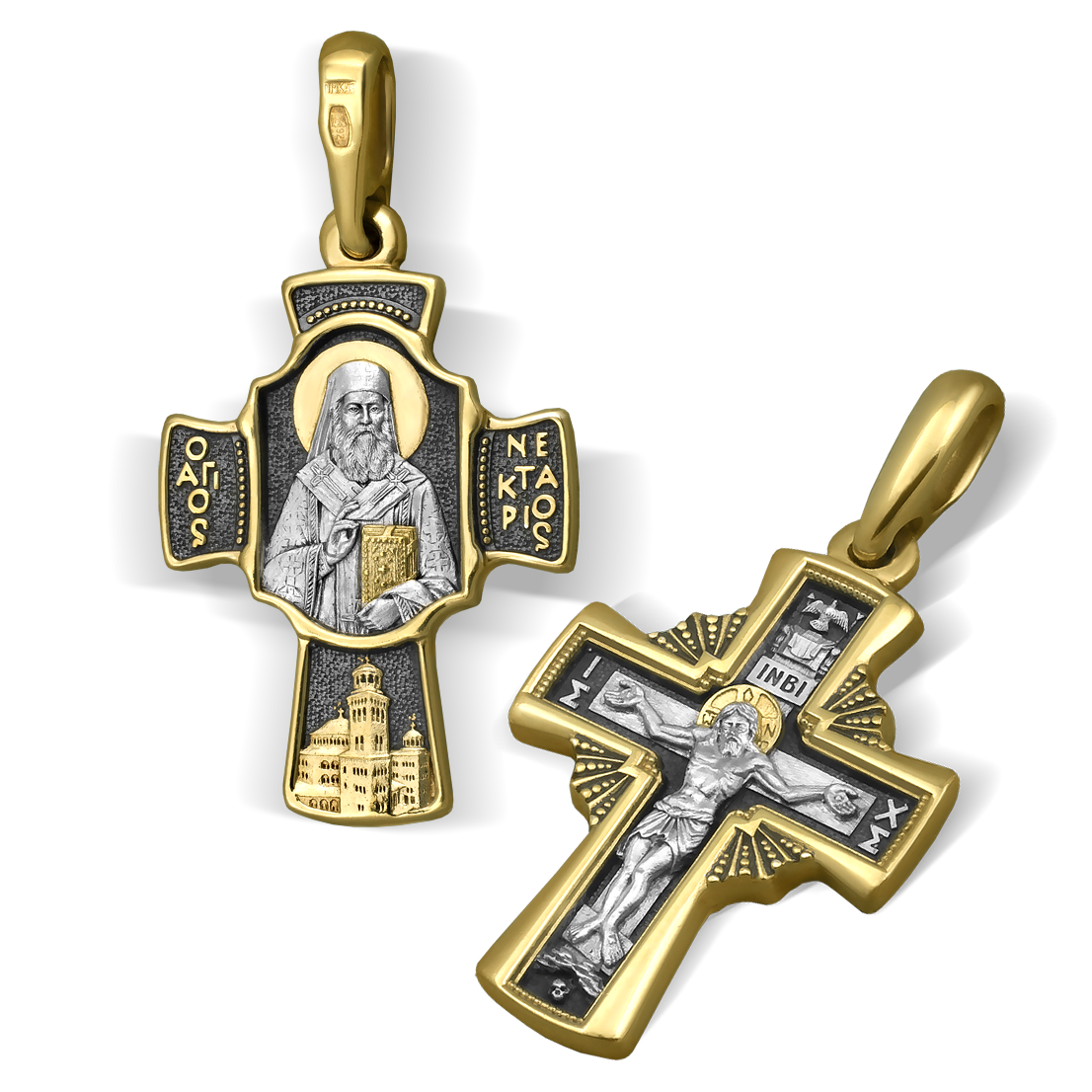 Нательный крест «Святитель Нектарий Эгинский» малый