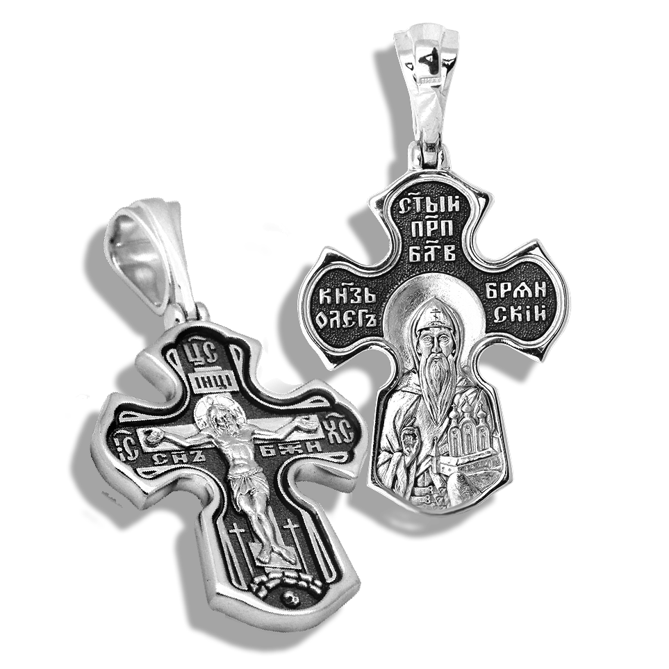 Нательный крест «Cв. блгв. князь Олег Брянский» серебро