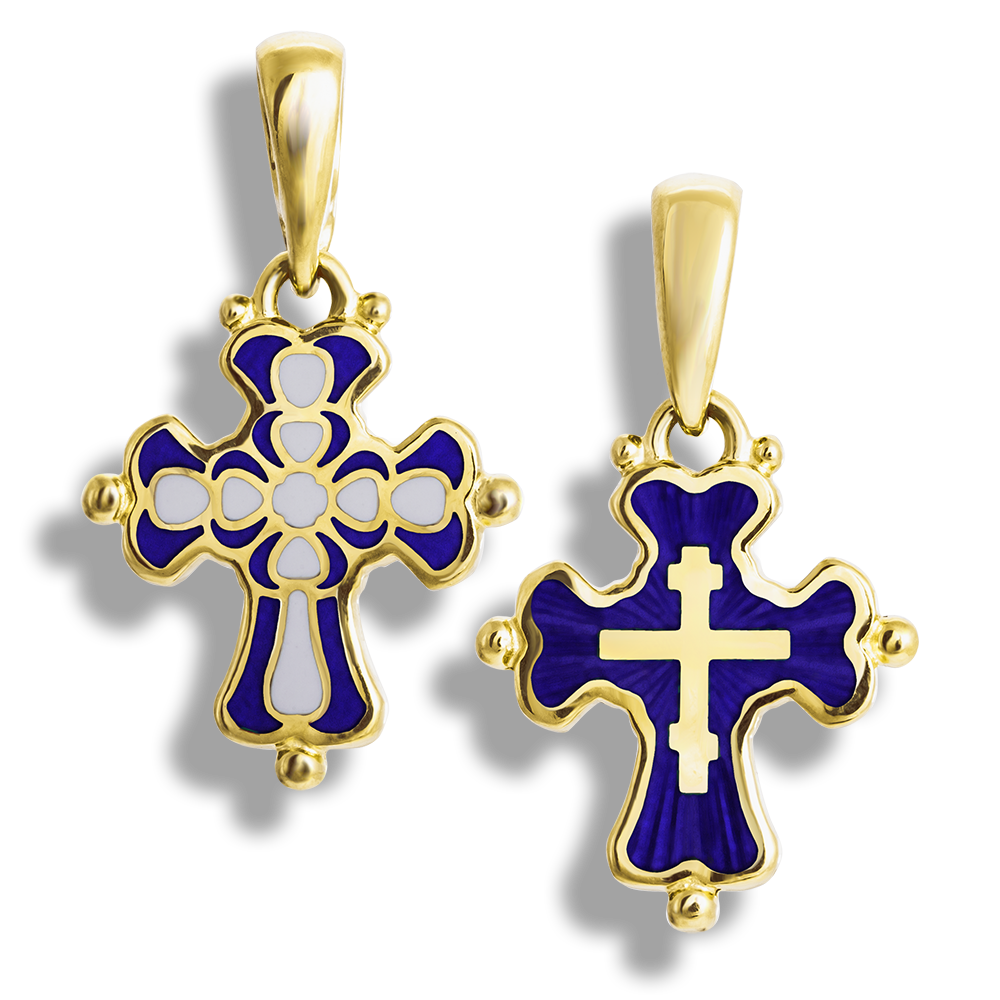 Нательный крест с горячей эмалью КРНЭ03 сз