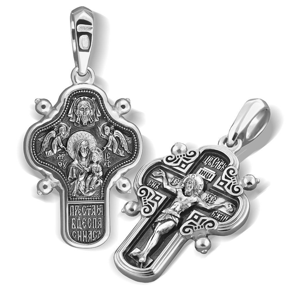 Нательный крест «Смоленская Одигитрия» серебро