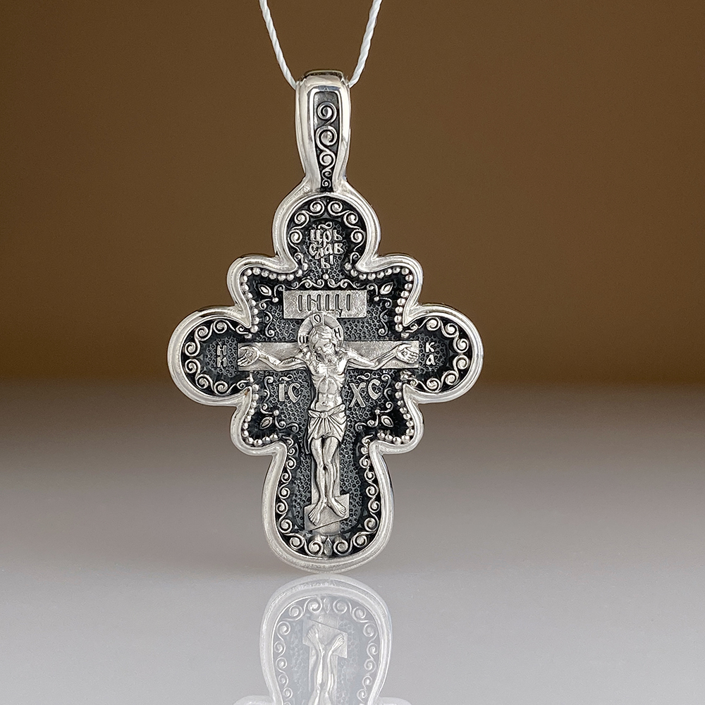 Нательный крест «Почаевская Божья Матерь» серебро