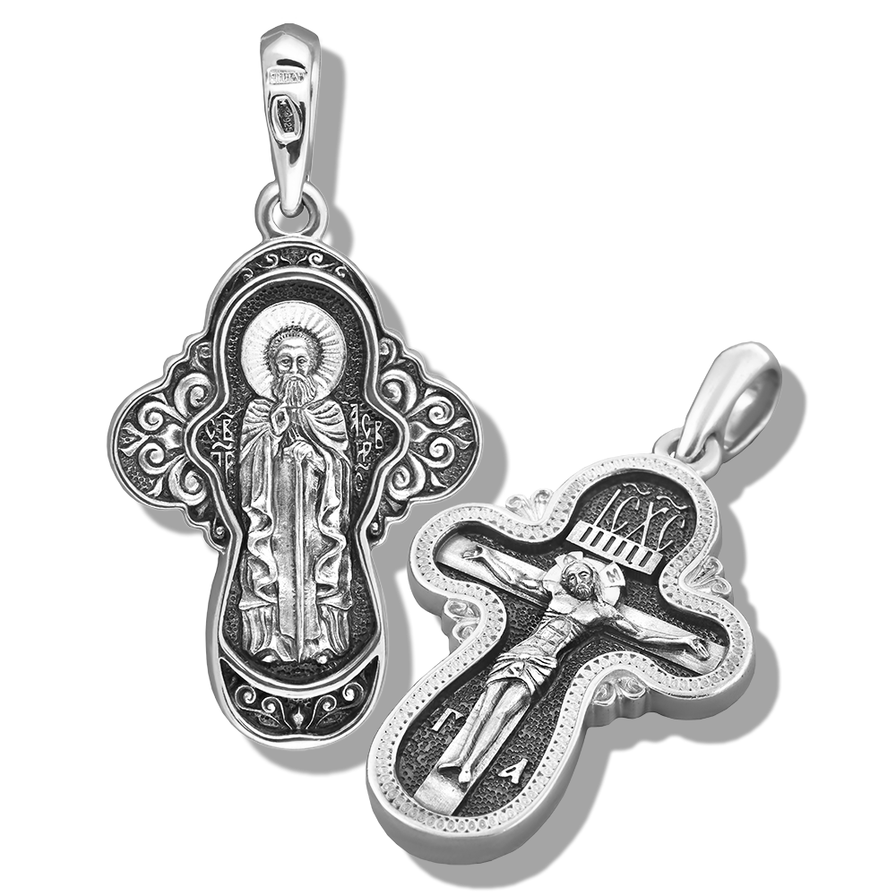 Нательный крест «Александр Свирский» серебро