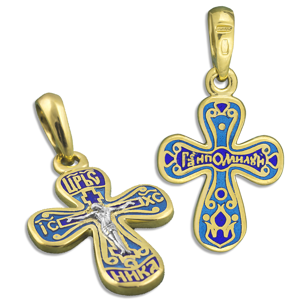 Нательный крестик детский. Семейная серия КРЭ03 эмаль