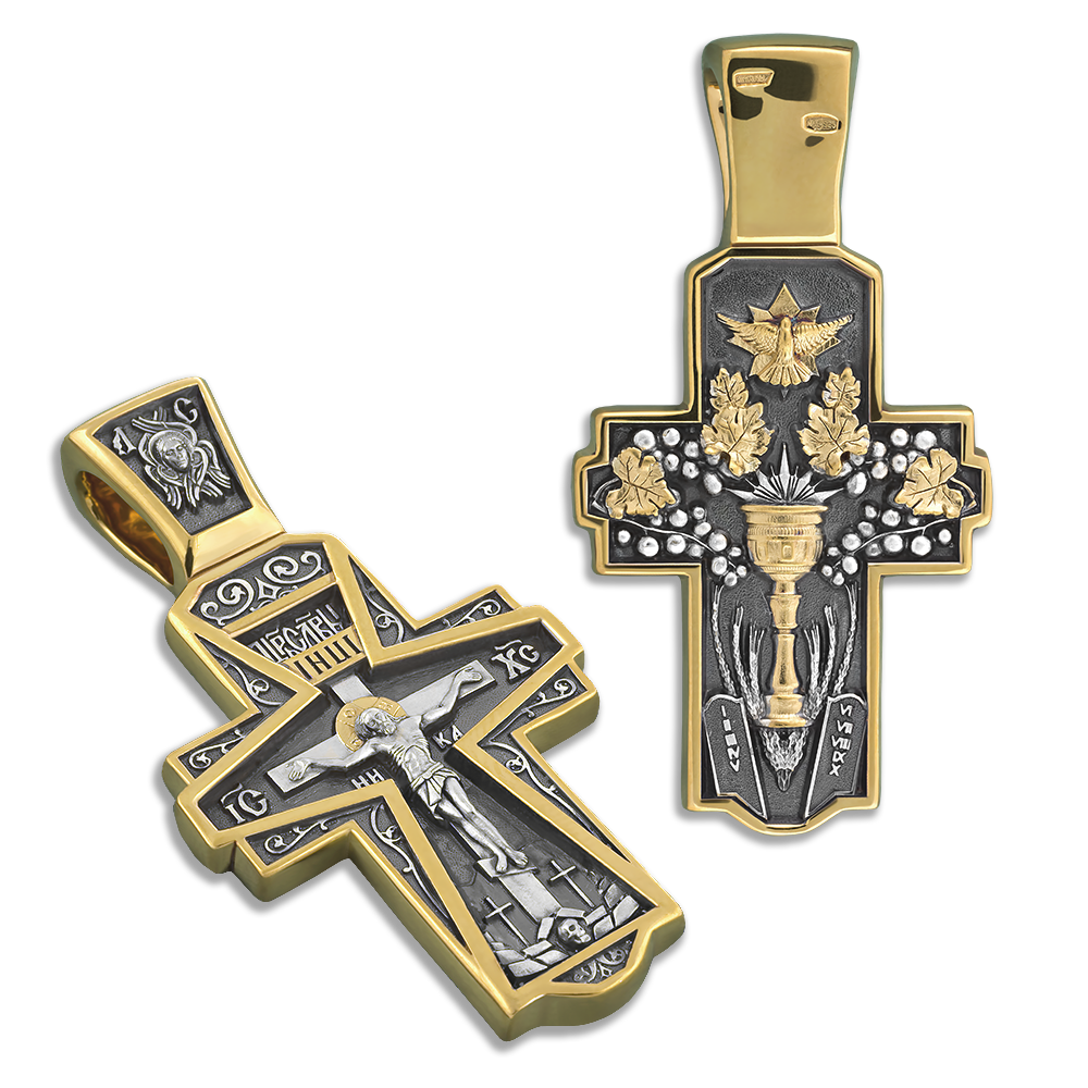 Нательный крест «Евхаристия» серебро/золочение