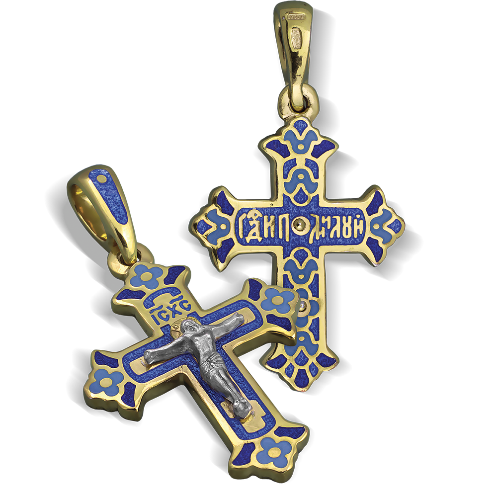 Нательный крестик с эмалью модель «К 08»