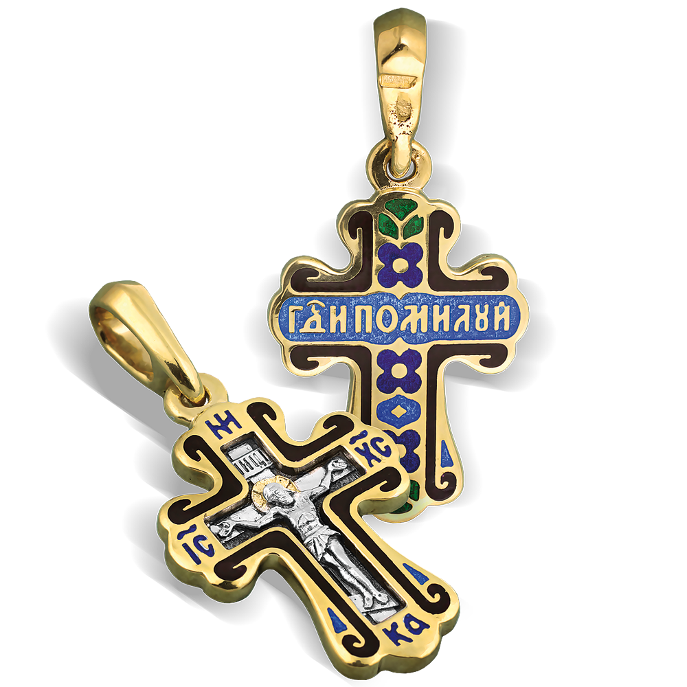 Нательный крестик с эмалью модель «К 09»