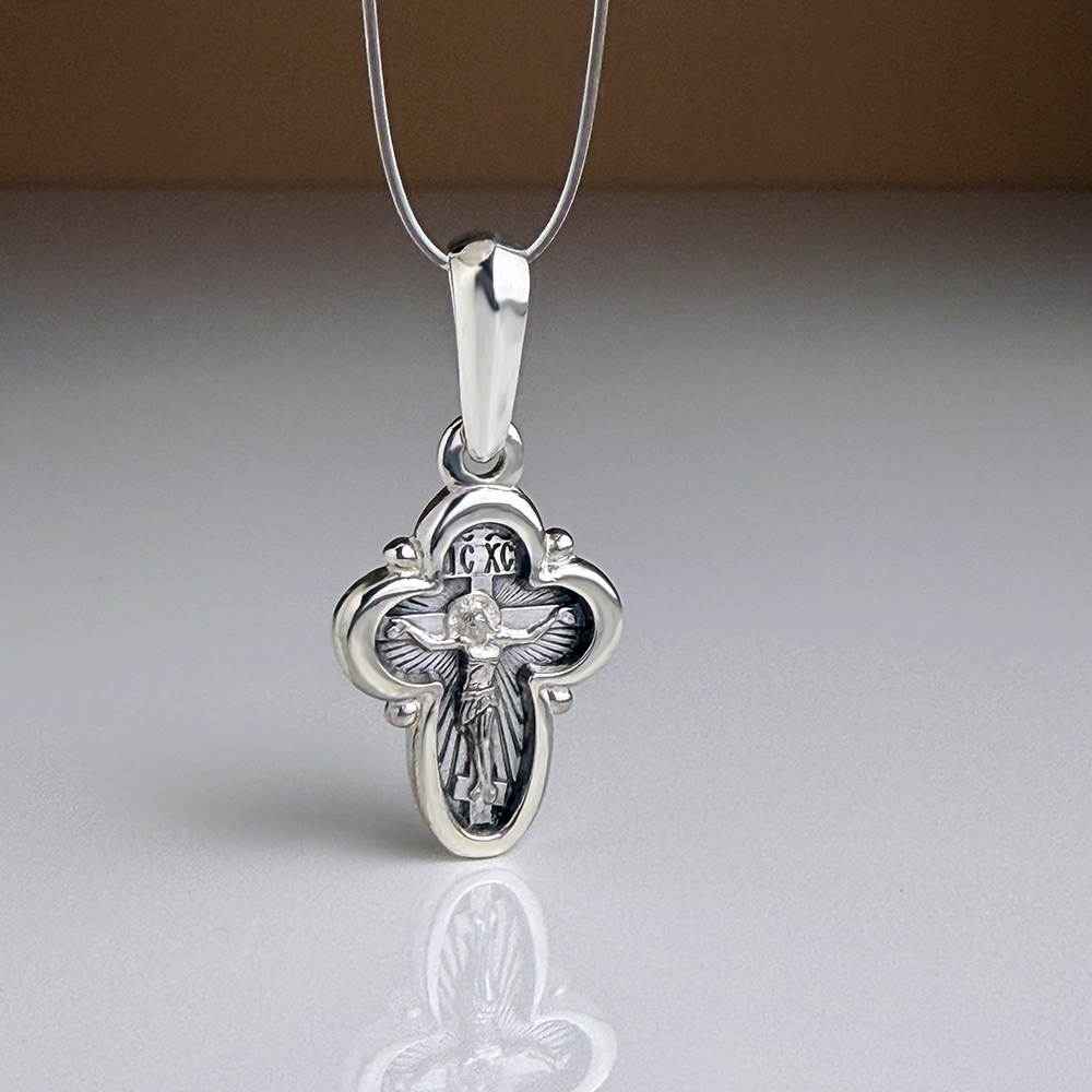 Детский крестик «Господь в сиянии» серебро