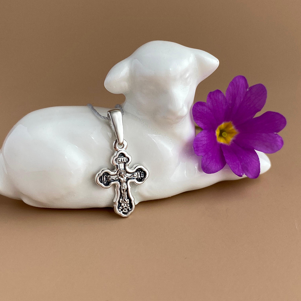 Нательный крестильный крестик «Распятие» серебро Кр068 с