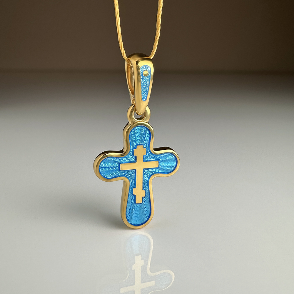 Нательный крестик с горячей эмалью КРЭ 21