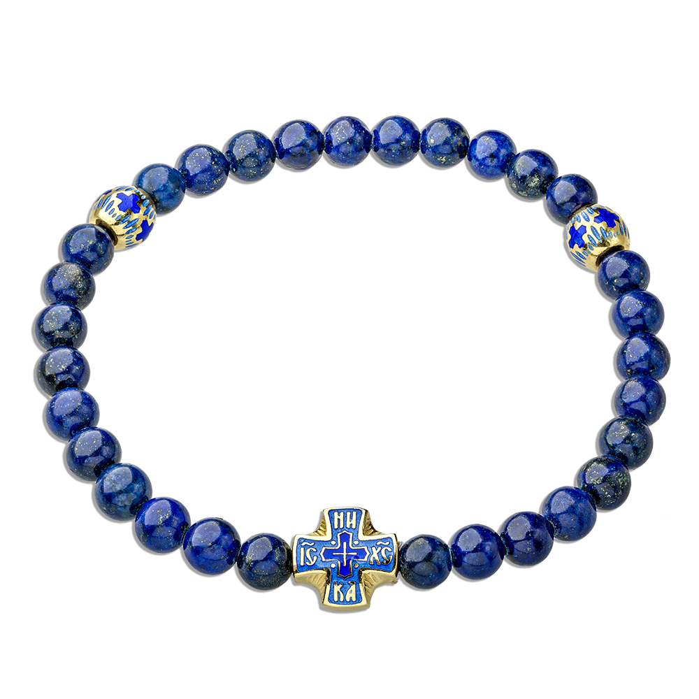 Православный браслет-чётки «Лазурит» с эмалью
