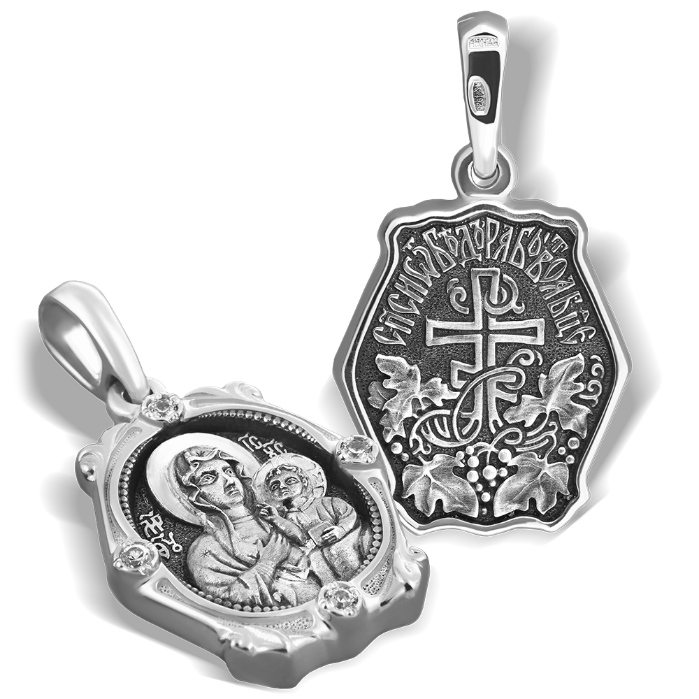 Нательная икона Божьей Матери «Ченстоховская» малая серебро