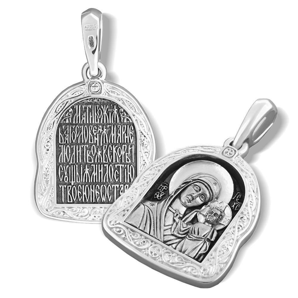 Нательная икона Божьей Матери «Казанская» ПД25 серебро