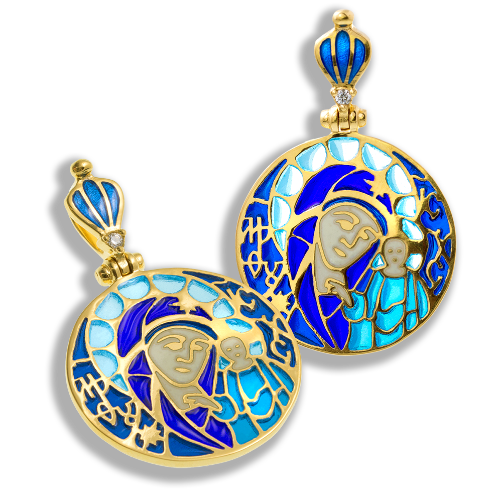 Нательная икона Божьей Матери «Казанская» витражная горячая эмаль