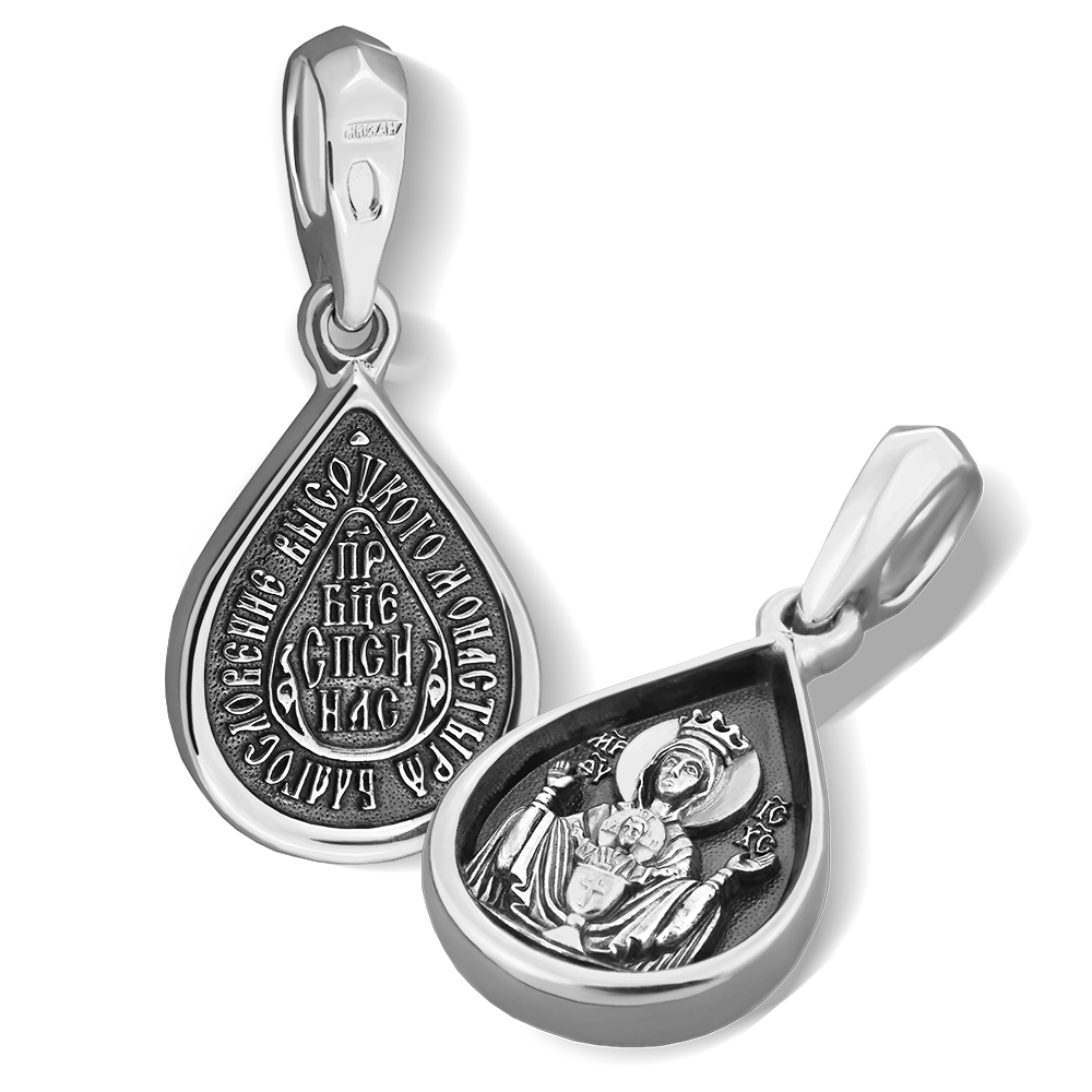 Нательная икона Божьей Матери «Неупиваемая чаша» ПД60 серебро