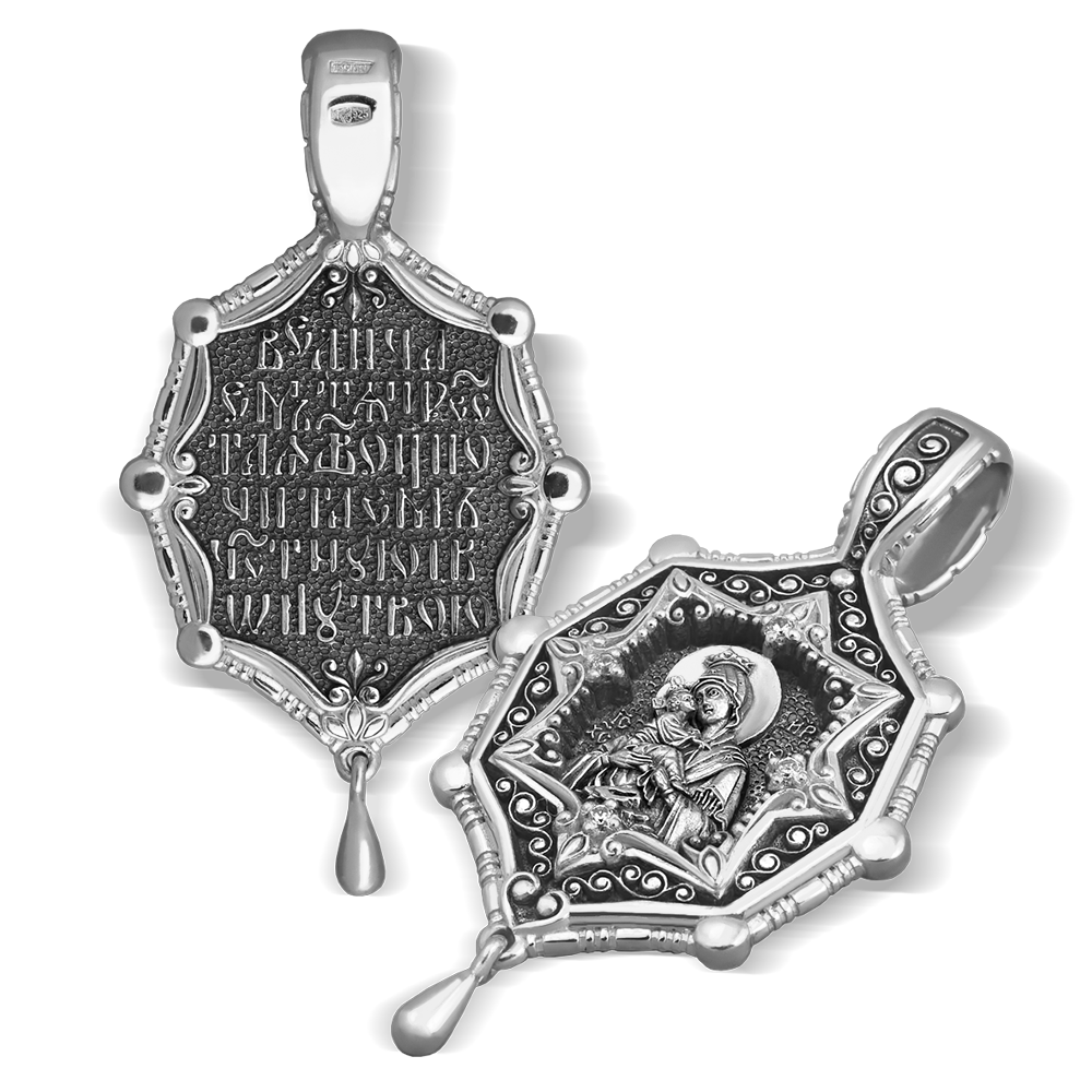 Нательная икона Божьей Матери «Почаевская» ПД75 серебро