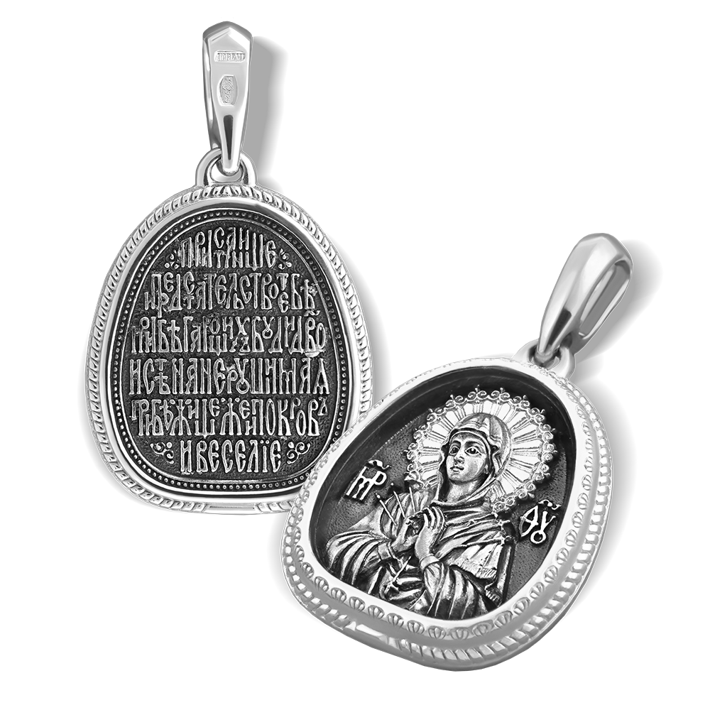 Нательная икона Божьей Матери «Семистрельная» ПД04 серебро
