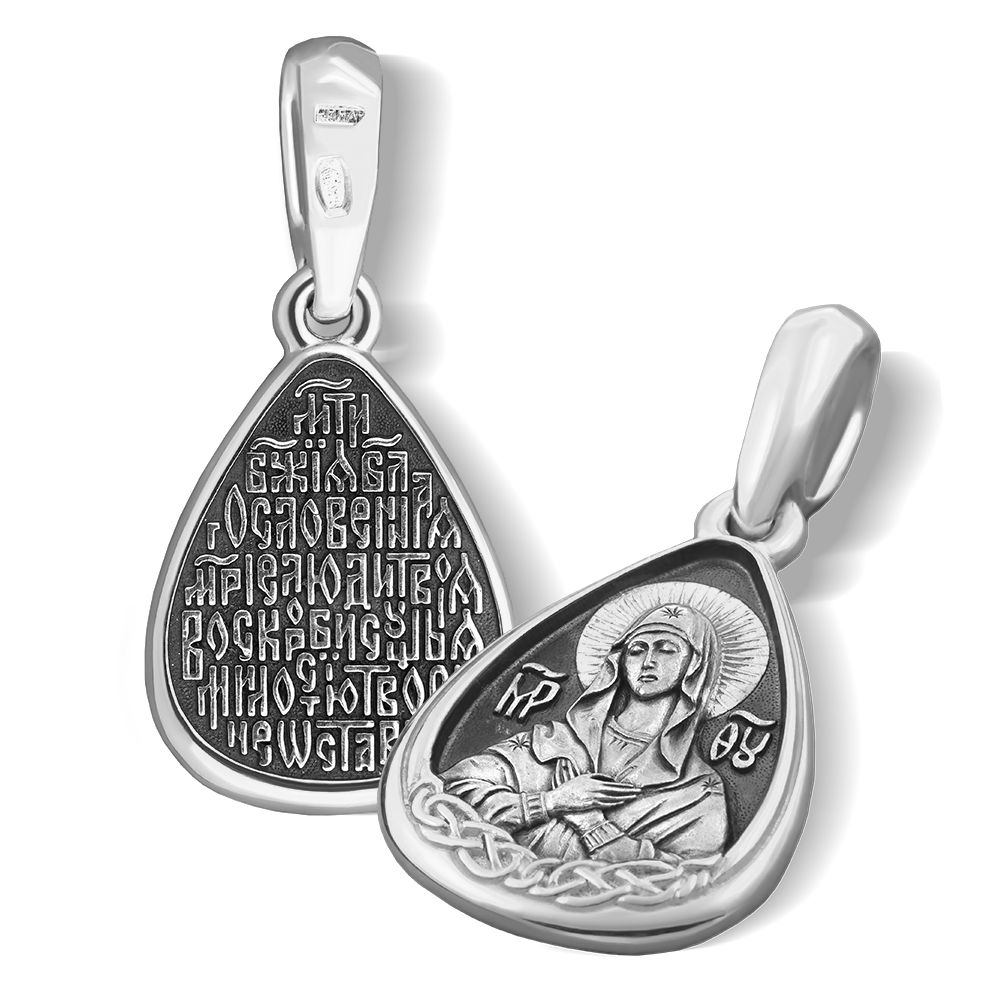 Нательная икона Божьей Матери «Умиление» серебро