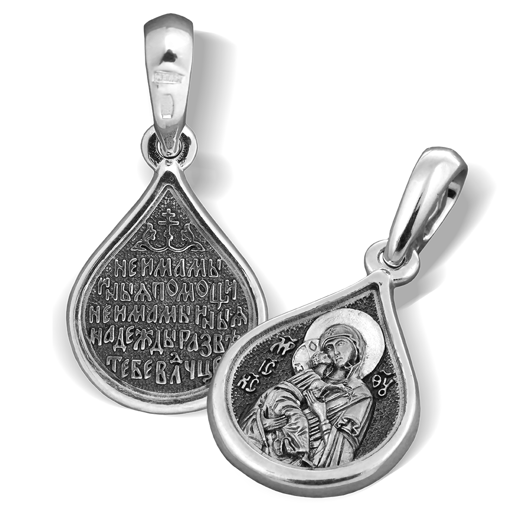 Нательная икона Божьей Матери «Владимирская» ПД011 серебро