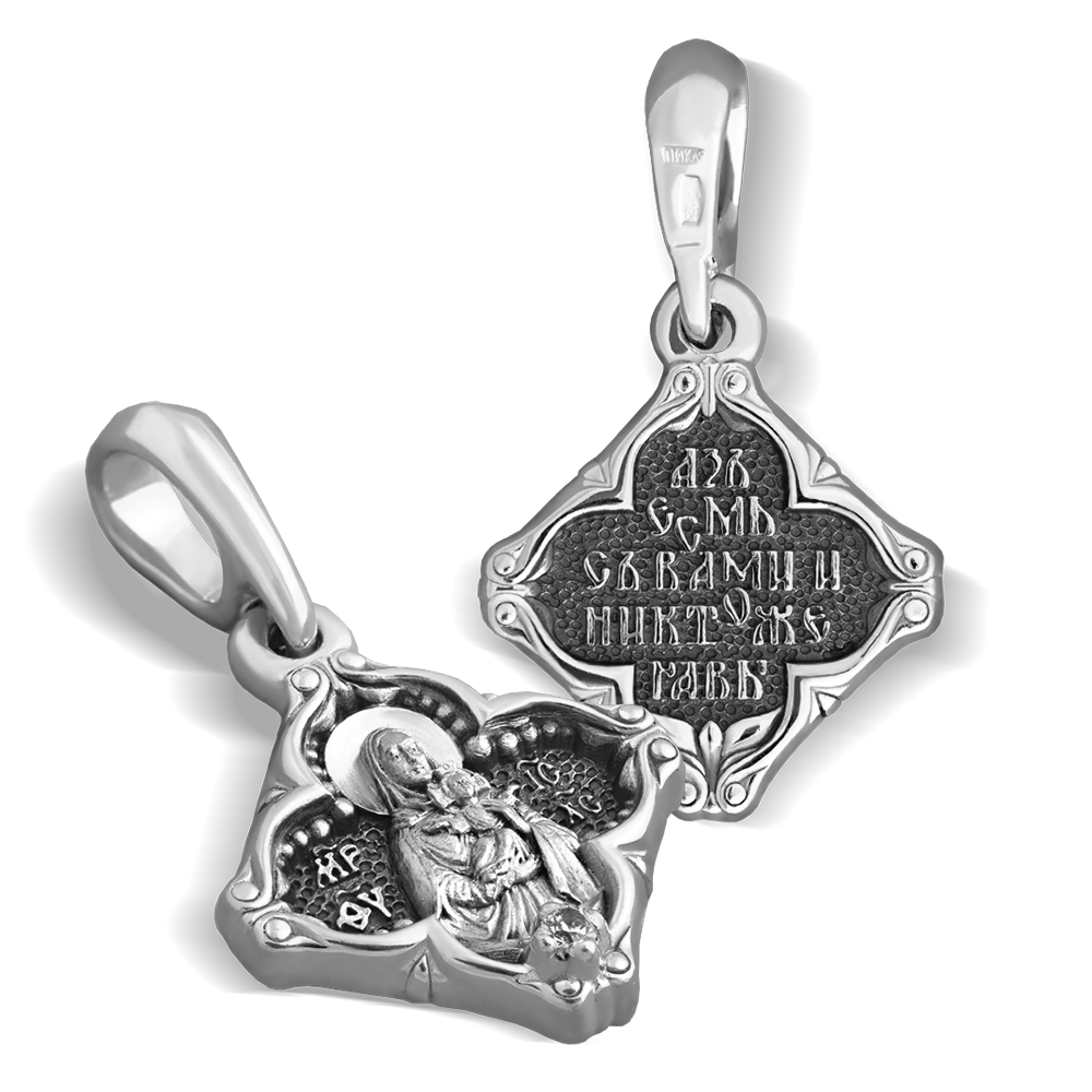 Нательная икона Божией Матери «Леушинская» серебро