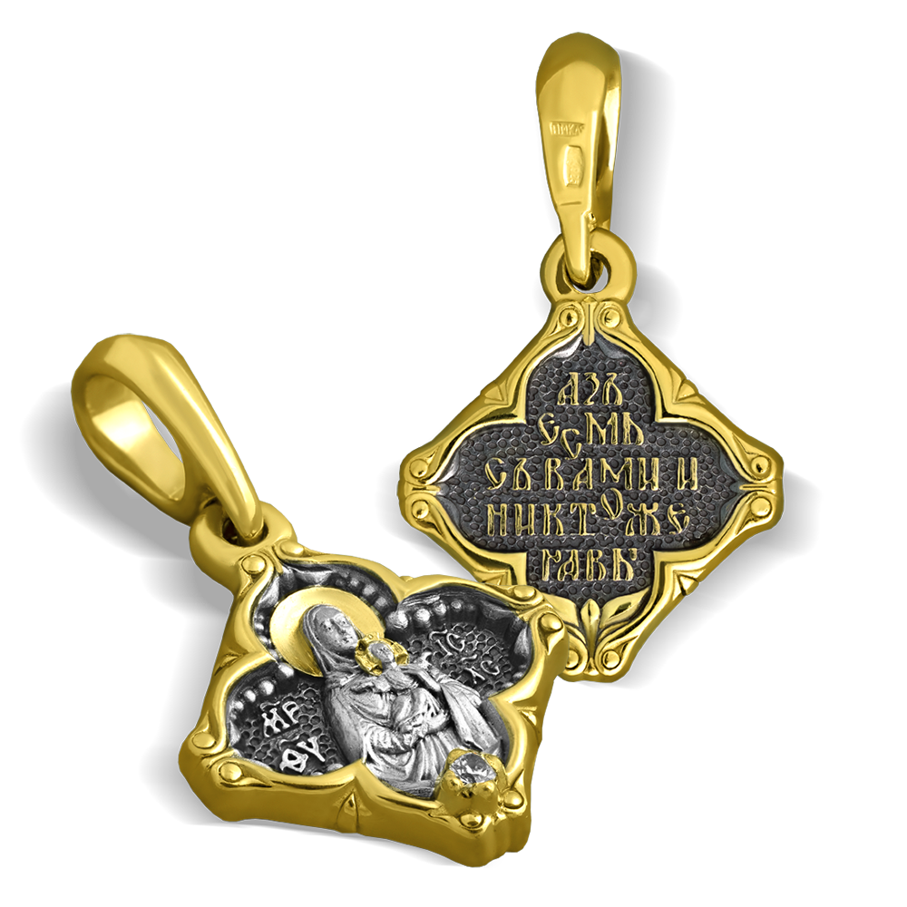 Нательная икона Божией Матери «Леушинская» серебро/золочение