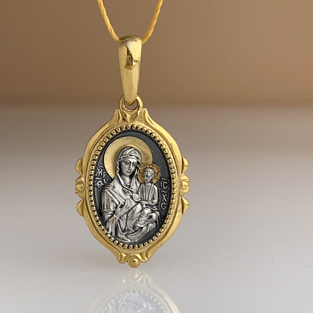 Нательная икона Божией Матери «Скоропослушница» серебро/золочение