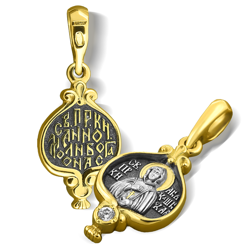 Нательная икона «святая Анна Кашинская» серебро/золочение