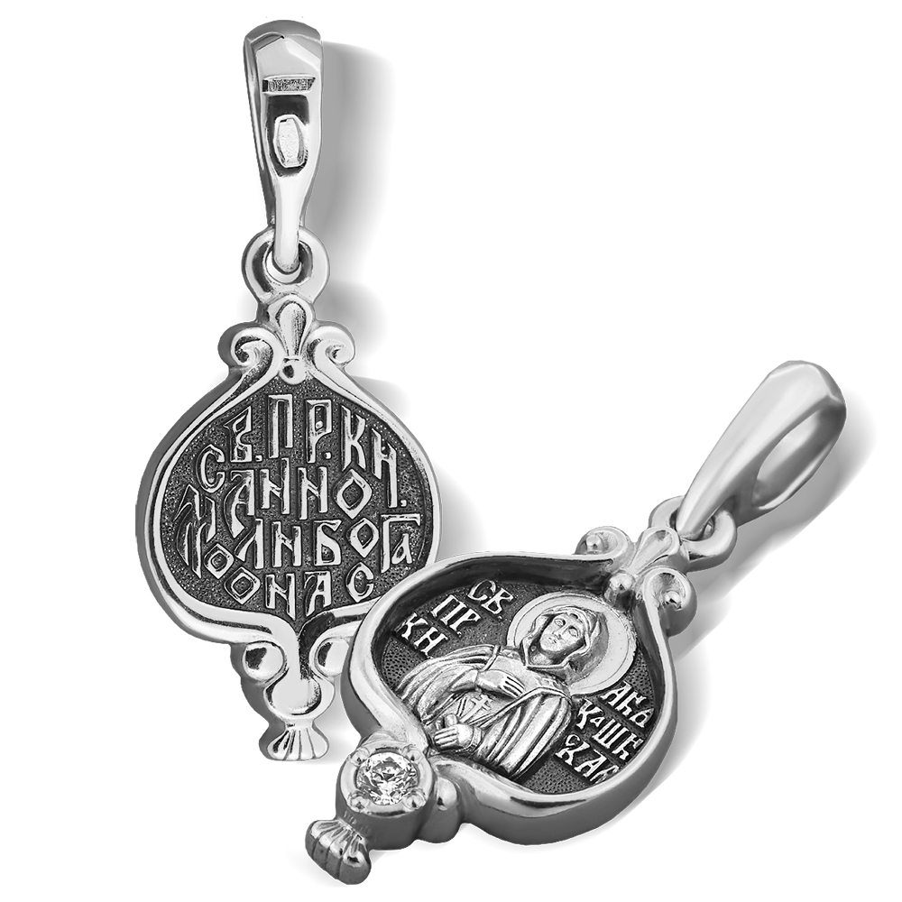 Нательная икона «святая Анна Кашинская» серебро