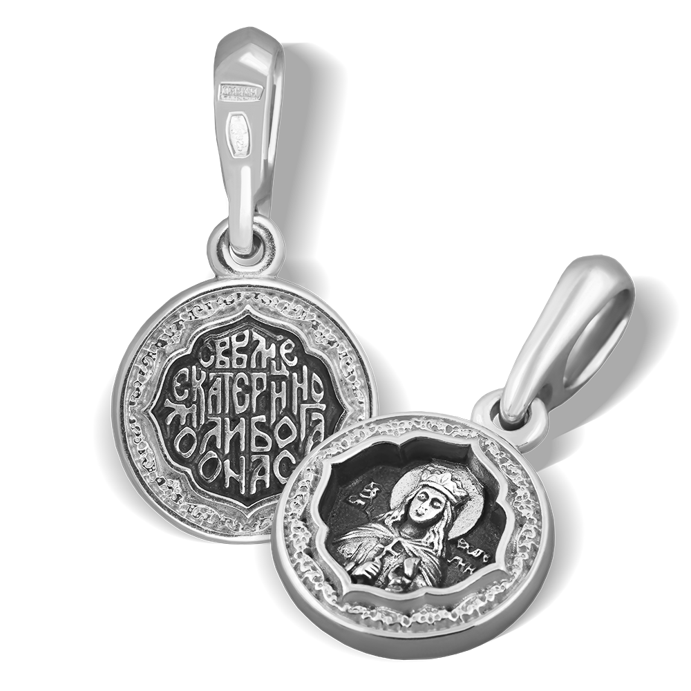 Нательная икона «святая Екатерина» серебро