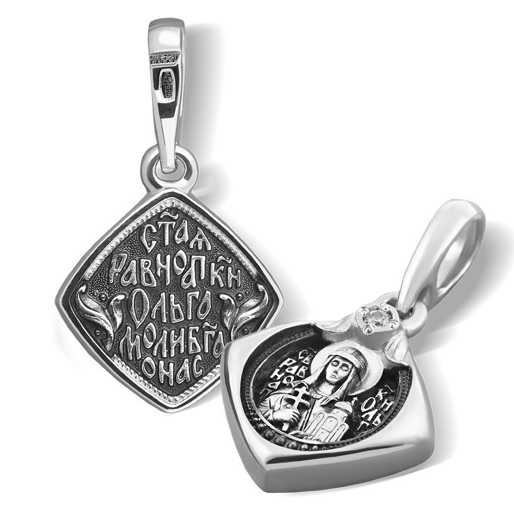 Нательная икона «святая княгиня Ольга» серебро