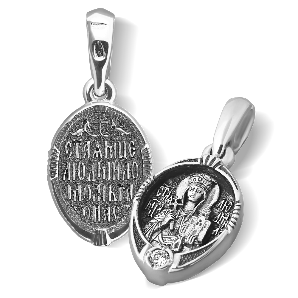 Нательная икона «святая Людмила» серебро