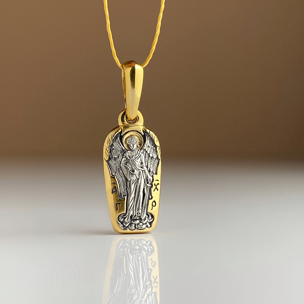 Нательная икона «Ангел Хранитель» ПД79 серебро/золочение