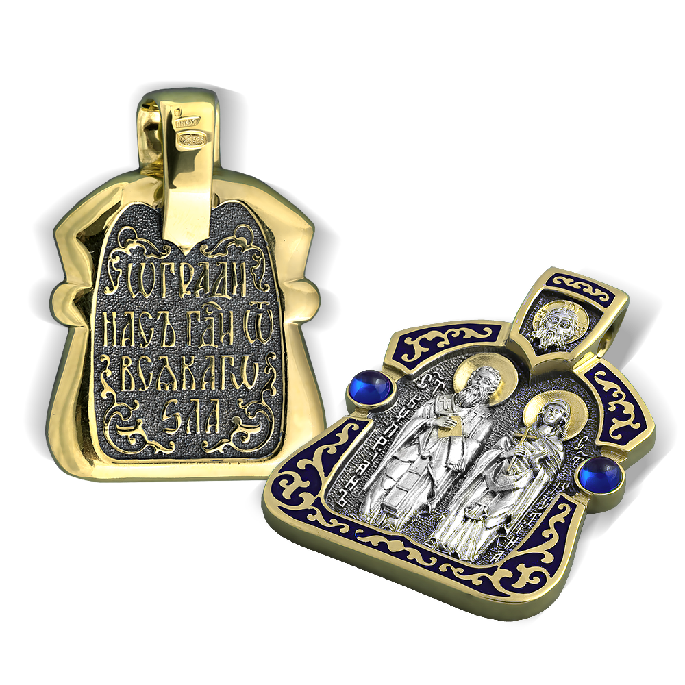 Нательная икона «Киприан и Иустина» горячая эмаль
