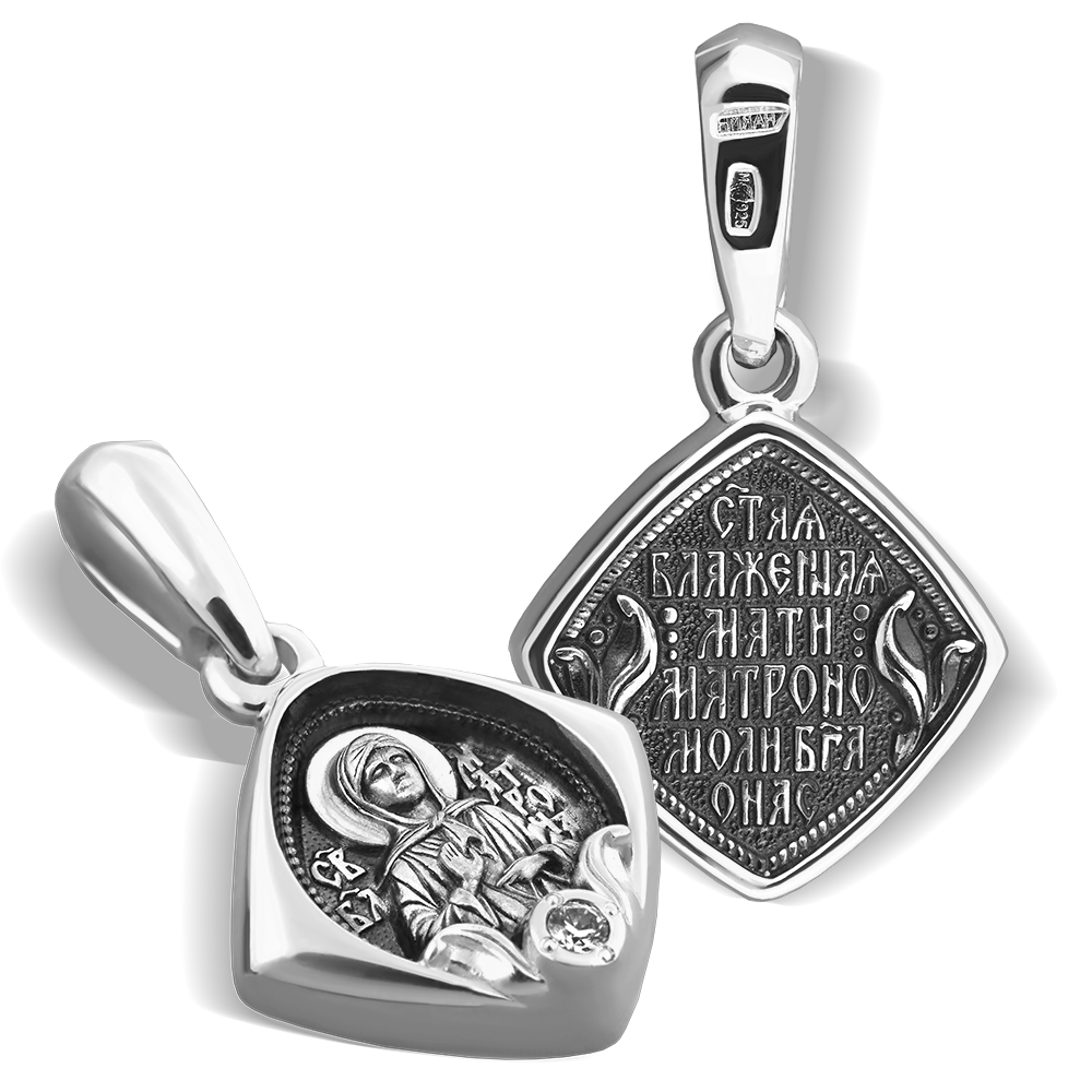 Нательная икона «святая Матрона Московская» ПД55 серебро