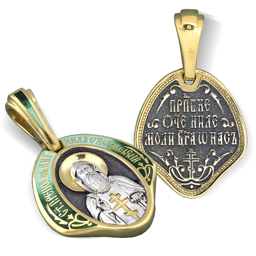 Нательная икона «святой Нил Столобенский» эмаль