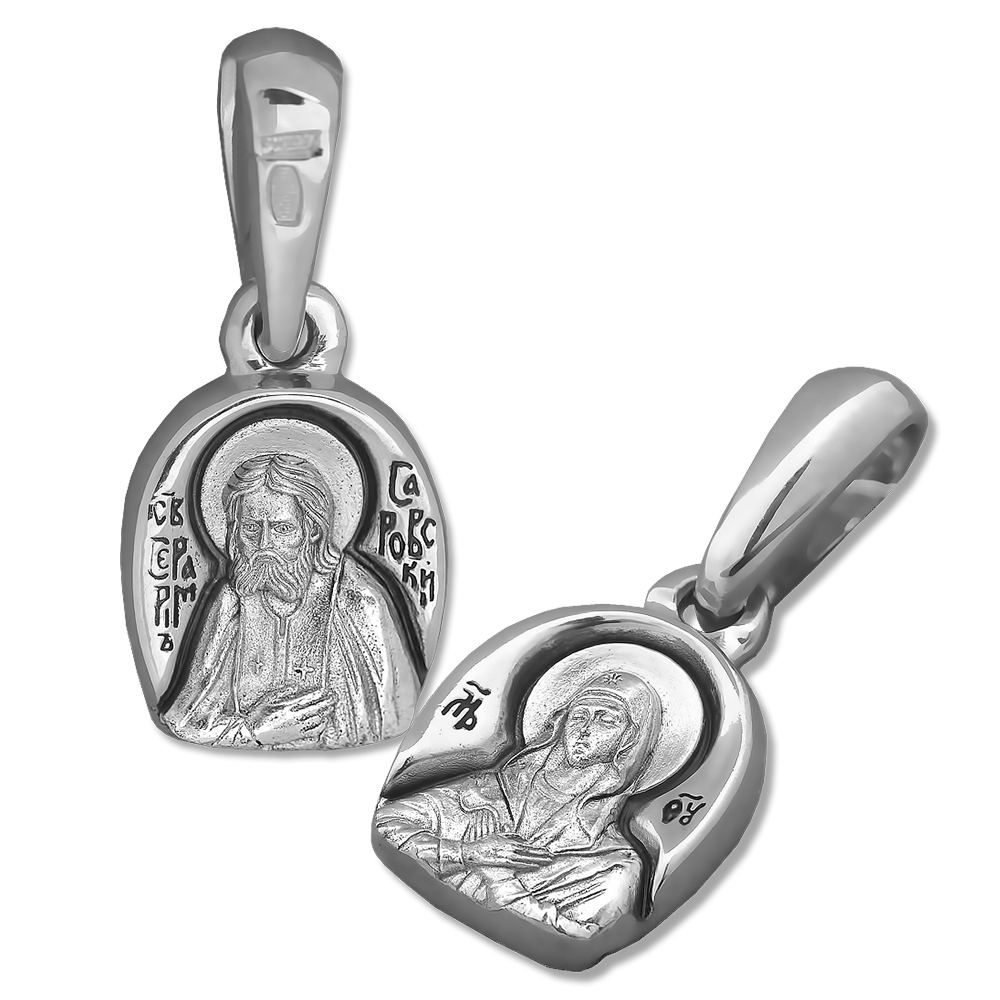 Нательная икона «Умиление-Серафим Саровский» серебро