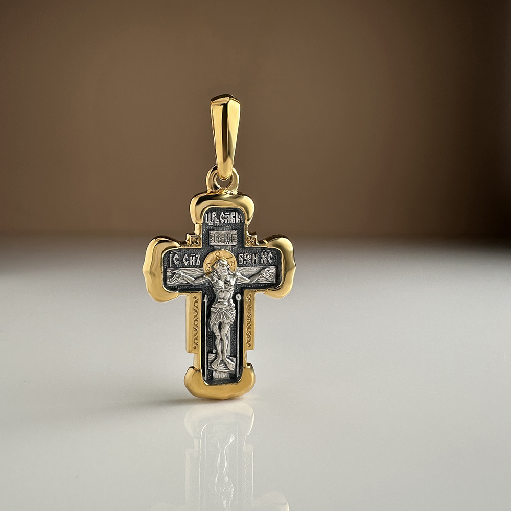 Нательный крест «Дмитрий Солунский» серебро/золочение