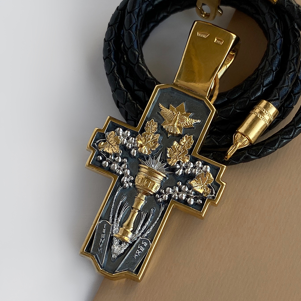 Нательный крест «Евхаристия» серебро/золочение