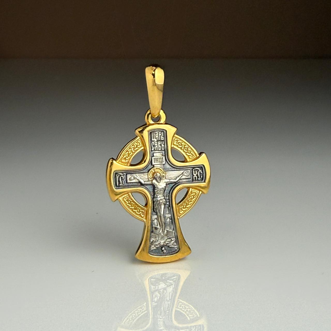 Нательный крест «Архангел Михаил» серебро/золочение